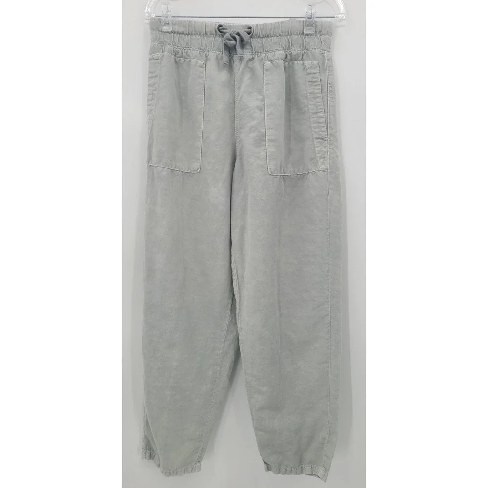 ZARA Linen Blend Joggers Women Pants M Crop Coastal Bohemian Minimalist Beach